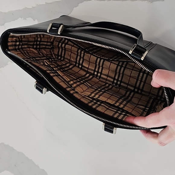 Burberry Leather Tote Bag Authentic – Classic Nova Check Side Panels & Interior - Picture 7 of 12